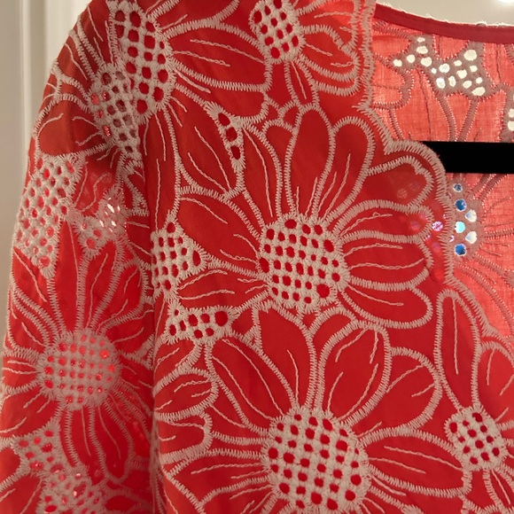 MILLY brielle coral eyelet dress. - Picture 3 of 5
